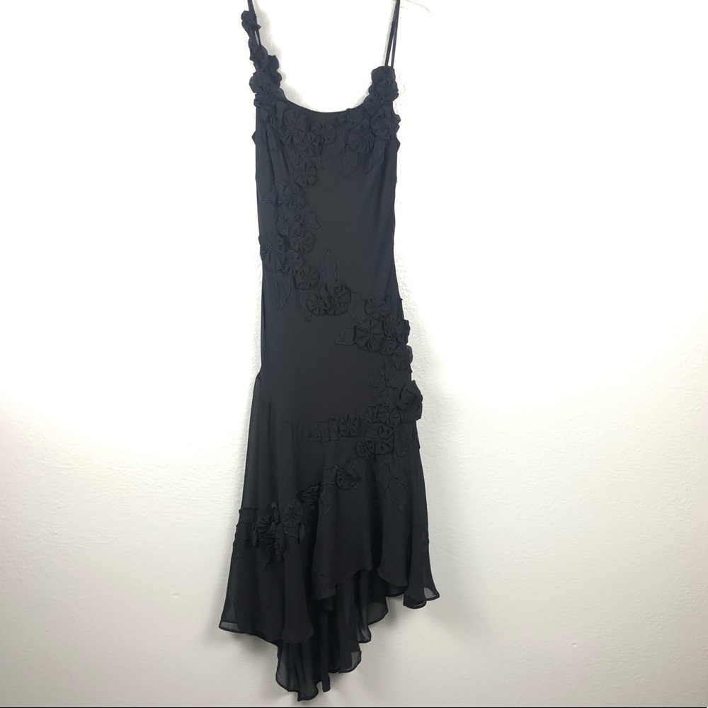 Sue Wong black dress flower detailing
